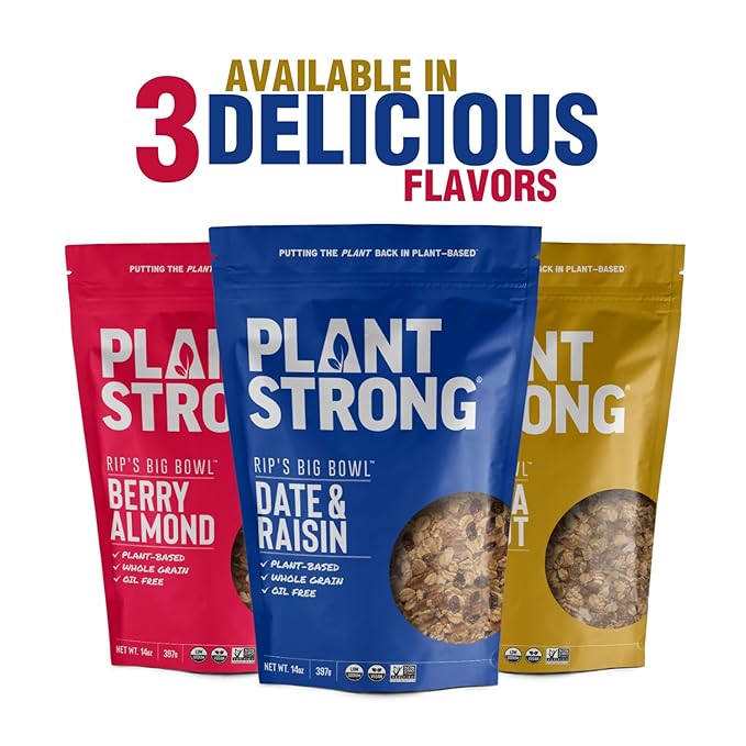 Rip's Big Bowl - PLANTSTRONG Berry Almond Cereal (6-Pack) Non-GMO Whole-Grain Plant-Based Oil Free Pack of 6 x 14oz Bags