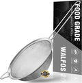 Walfos 8 Inch Fine Mesh Strainer, Premium Stainless Steel Colanders and Sifters, with Reinforced Frame and Sturdy Handle, Perfect for Sift, Strain, Drain and Rinse Vegetables, Pastas and Tea
