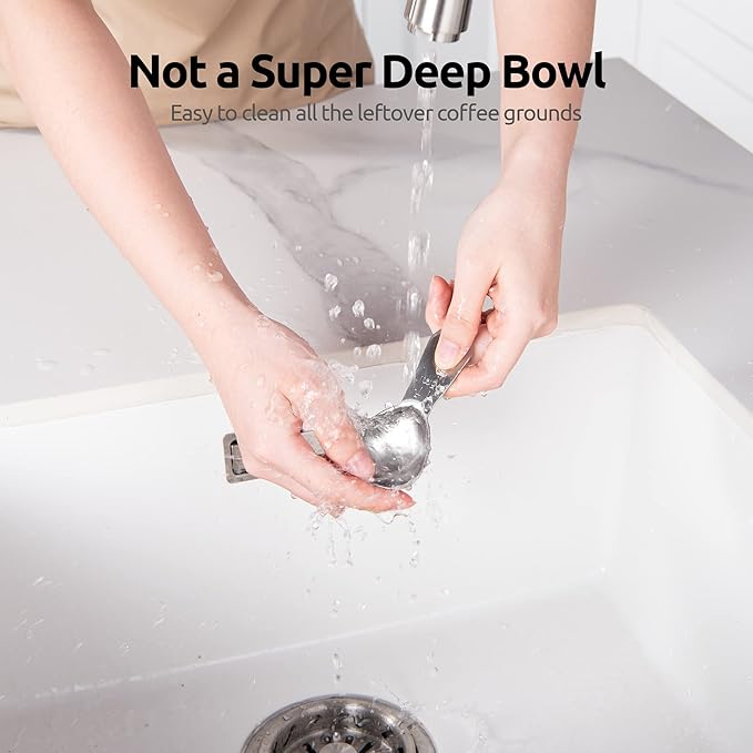 18/8 Stainless Steel Coffee Scoop: U-Taste 1 Tablespoon Metal Measuring Spoon Set of 2, Short Handled Measure Scooper for Ground Coffee, Bean, Espresso, Powder, for Canister (Silver, 1Tbsp/15ml)