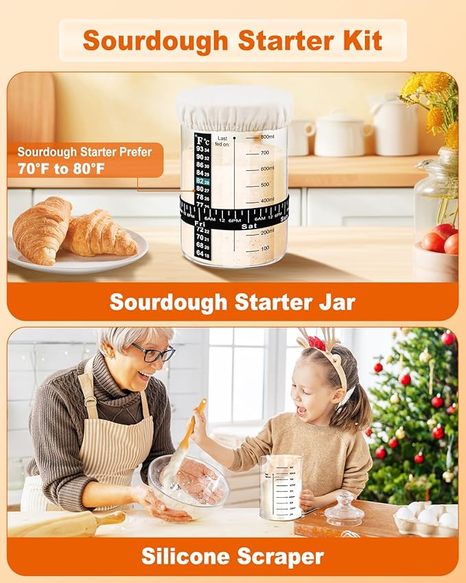 Sourdough Bread Baking Supplies Tools,9 Inch Round Banneton Bread Proofing Basket Set,Sourdough Starter Kit Gift for Bread Making