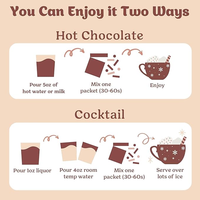 Craftmix Cozy Hot Chocolate Mix - Instant Hot Cocoa Drink Mix Packets - Made with Real Cocoa Beans - Add Milk or Water - Vegan, Low-Carb, Low-Sugar, Dairy-Free, Gluten-Free, 12 Pack