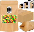 50 Pack Smell Proof Bag, Stand Up Zip Lock Bags, Cookie Bags with Seal, Resealable Pouches, Packing Bags for Cheese, Herbs, Coffee, Spice, Nuts, Soap, Bath Salts, Party Favors, Tea