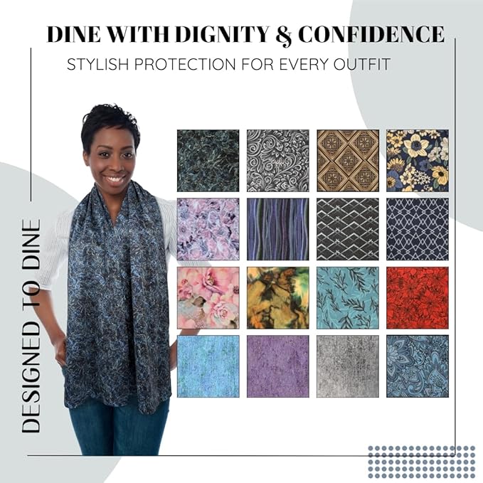 Adult Bib Scarf - Dignified Alternative to Bibs | Washable and Reusable Clothing Protectors for Eating