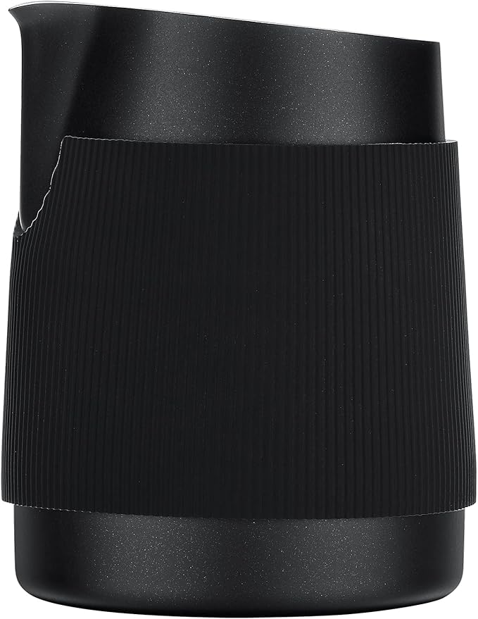 Normcore Handleless Milk Frothing Jug, Milk Pitcher 15.2 oz, Milk Frother Steamer Cup Stainless Steel Espresso Cup, Sharp Spout, Black, 450 ml