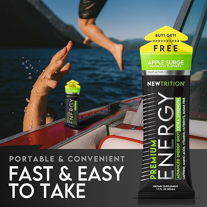 NewTrition® Extra Strength Energy Shots, 250mg Caffeine Energy Shots with Vitamin B & Amino Acids, Sugar-Free Vitamin Energy Shot, 1.7 fl oz (Pack of 12, 4 Flavors-Mixed-2)