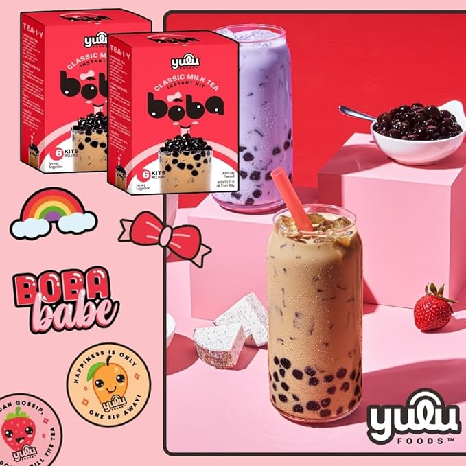 YULU FOODS Instant Bubble Pearls for Classic Milk Tea with Brown Sugar Flavor – 6 Servings