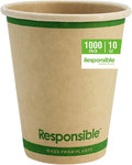 10 oz Paper Hot Cups Bulk, Tree-Less™ Compostable Paper Coffee Cups, Extra Strength, Tree-Free and Made Without PFAS, Natural Brown (1000 Count)