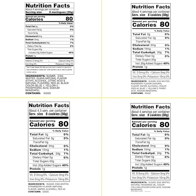 4 Pack Krunchy Melts Original Meringue Cookies | Fruity Special 4-Pack | Guava, Raspberry, Strawberry, Tangerine |Only 80-90 Calories Per Serving | Low Fat/Fat Free, Gluten Free, Dairy Free (4 Oz)