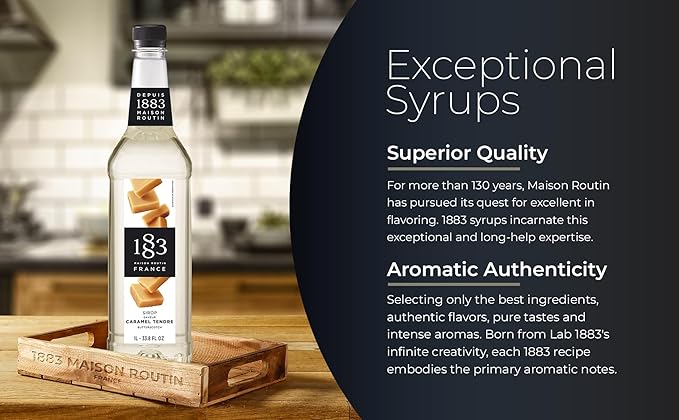 1883 Coffee Syrup, Butterscotch Syrup for Drinks, Made in France, 1 Liter Plastic Bottle (Pack of 2)