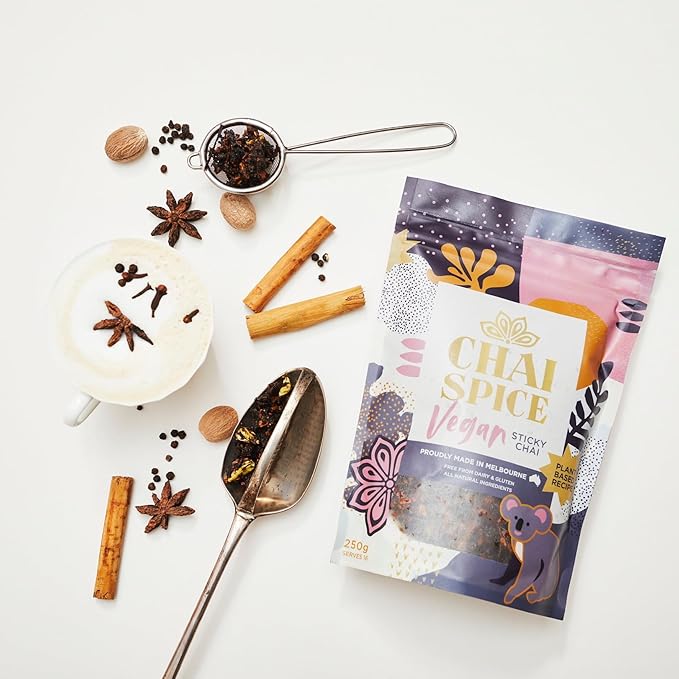 Chai Spice Vegan Sticky Chai - 250g 16 Serves 100% Natural Whole Spices Chai Tea | Sugar Free | Gluten Free | No Concentrates or Preservatives