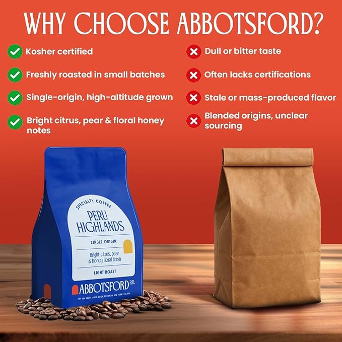 Peru Highlands Flavored Whole Bean Coffee, Light Roast Coffee Beans with Bright Citrus, Pear, and Honey Floral Finish, Single Origin 12 oz Bag, Perfect Andes Beans