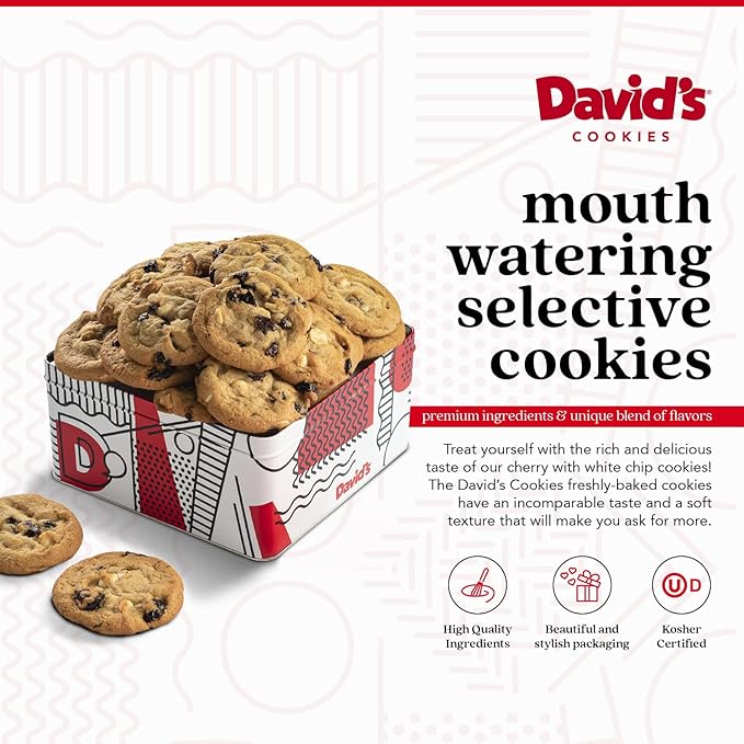 David's Cookies Freshly Baked Cookies - Delicious Handmade Soft Variety - Exquisite Gourmet Gift for Friends & Family on Special Occasions - Cherry White Chip 2lbs
