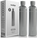 Premium 33 oz Stainless Steel Bottle | Compatible with Aarke Carbonator 3, Sodastream (excl. Aqua Fizz + Jet) and many others | Dishwasher Safe, No Expiration Date | 2-Pack