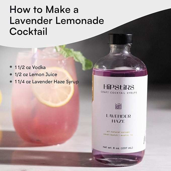 HipStirs Spring Cocktail Syrup Trio – Lavender Haze, Blackberry Mint & Old Fashioned (3 Pack, 8oz Bottles) | Craft Drink Mixers for Cocktails & Mocktails | Small Batch, Natural Ingredients
