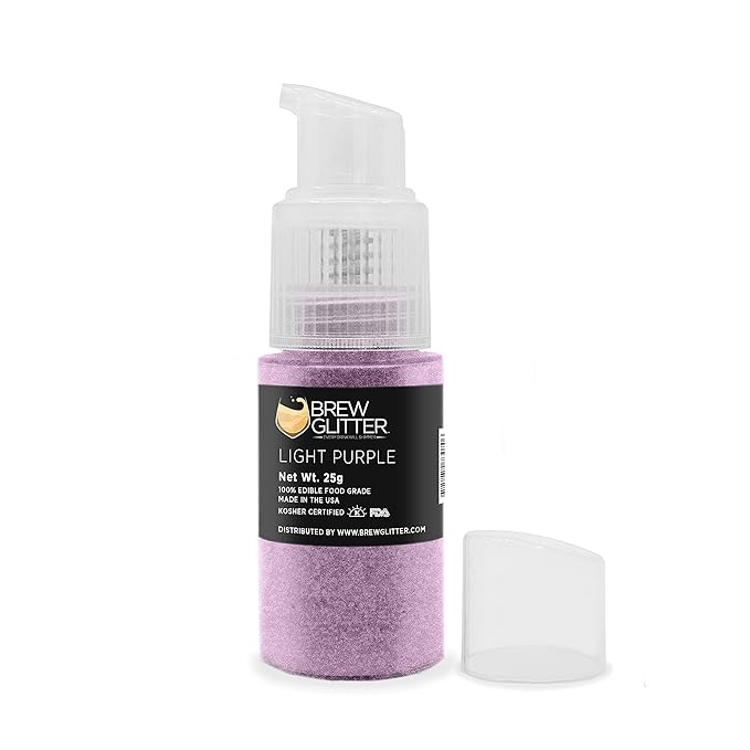 Light Purple BREW GLITTER Edible Glitter For Drinks, Cocktails, Beer, Garnish Glitter & Beverages | KOSHER & HALAL Certified | 100% Edible & Food Grade | Vegan, Gluten, Nut Free (25g Spray Pump, Light Purple)