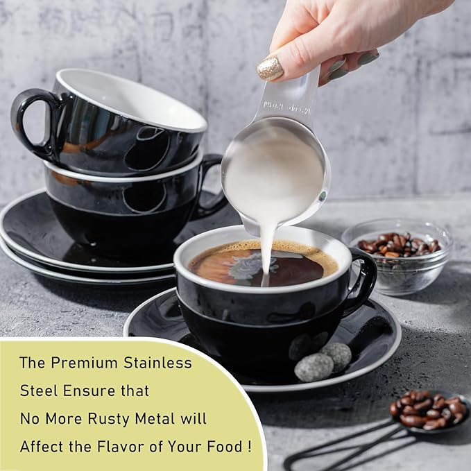 2PCS 2/3Cup (160ml, 5.3oz) Single Measuring Cup, Stainless Steel Measure Scoop, Metric and US Measurement, Heavy Duty, Dishwasher Safe