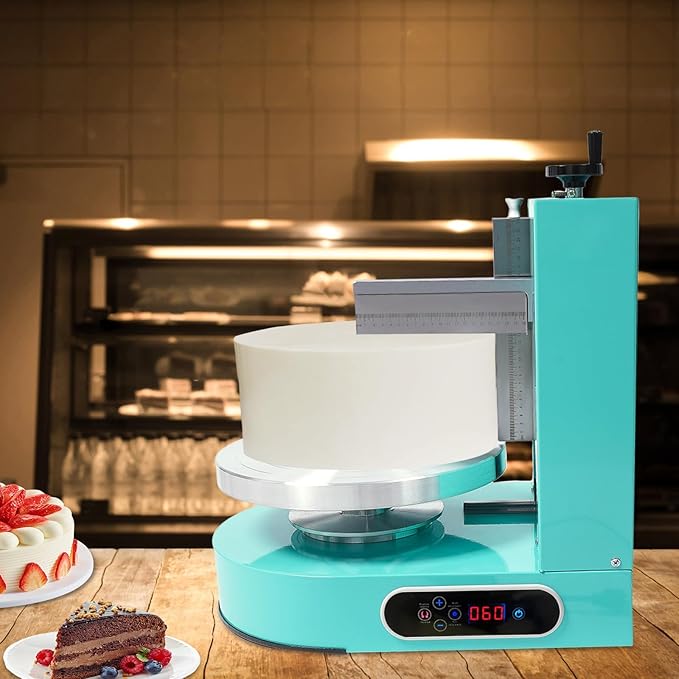 Cake Decorating Machine, 200W Electric Cake Cream Spreading Coating Machine with Adjustable Scraper, Turntable Cake Frosting Smoother, for 4-12in Cake, 60-320RPM (Green)