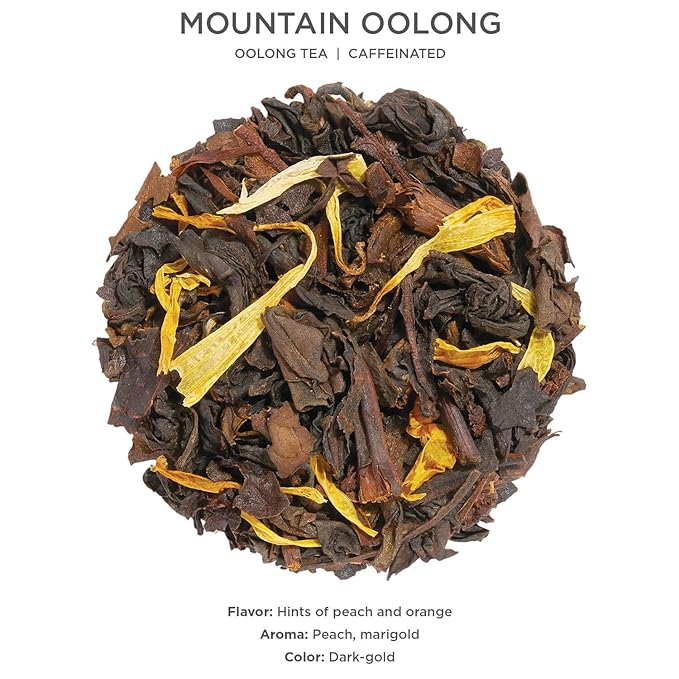 Tea Forte Mountain Oolong Premium Loose Leaf Caffeinated Oolong Tea Blend Canister, Makes 35-50 Cups