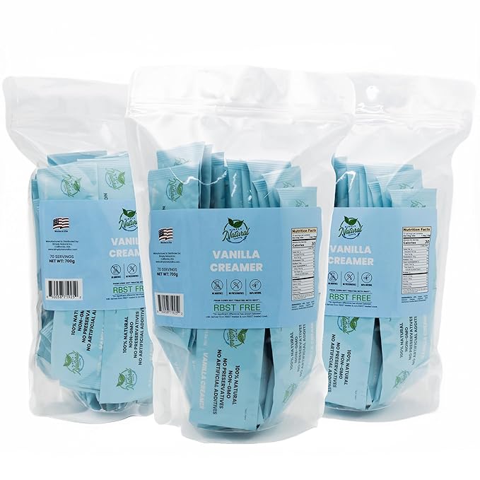 Simply Natural Vanilla Sweetened Condensed Milk Creamer Single-Serve 10 grams sachet, All Natural Coffee/Tea Creamer (70 sachets bag, Vanilla flavor)