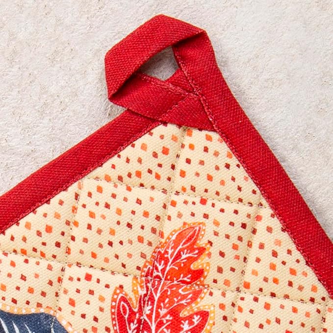 Maison d' Hermine Pot Holders 100% Cotton Heat Resistant Potholders 8" x 8" Hot Pads with Loop BBQ, Cooking, Baking, Grilling, Kitchen, Handling Hot Pans (Pack of 1, Kalahari)
