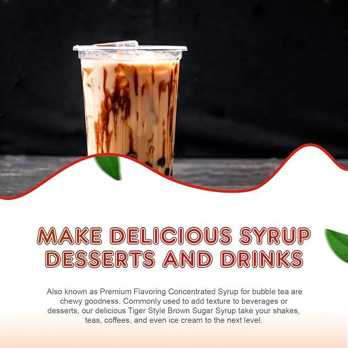 Fanale Premium Flavoring Concentrated Syrup for Bubble Tea | Tiger Style Brown Sugar Syrup | for Boba Tea, Smoothies, Slushes, Desserts | SRP241-CS
