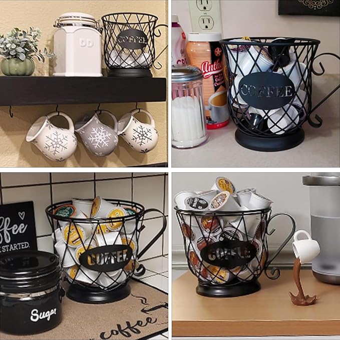 TreeLen K Cup Holder Coffee Pod Holders for 35 Kcups Keurig Storage Organizer Coffee Bar Accessories for Counter - Matte Black