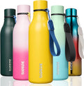 BJPKPK Insulated Water Bottles, 18 oz Stainless Steel Metal Water Bottle with Strap, BPA Free Leak Proof Thermos, Mugs, Flasks, Reusable Water Bottle for Sports & Travel, Yellow