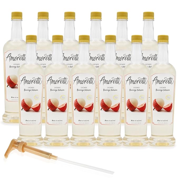 Amoretti - Lychee Beverage Infusion, 94 Servings Per Bottle (750 ml) - Drink Mix & Water Enhancer with Pump for Flavoring Cocktails, Waters, Teas, and other Beverages, Preservative Free