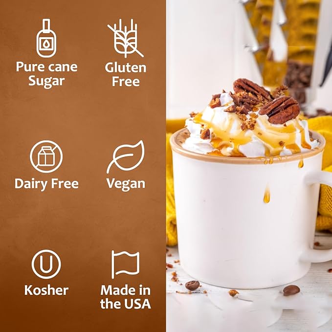 Syruvia Maple Bourbon Pecan Coffee Syrup - 25.4 fl oz - Kosher, Perfect for Drinks, Soda, Desserts, and More, Gluten Free