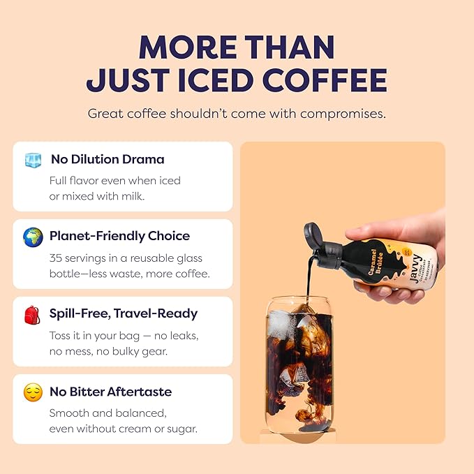 Coffee Concentrate - Limited Release Flavors - Cold Brew Coffee, Perfect for Hot or Iced Instant Coffees, Hot Drinks, Cold Brew Concentrate, 35 Servings - Caramel Brulee
