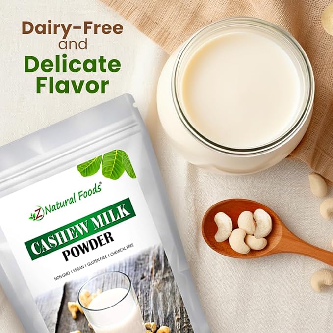 Z Natural Foods Unsweetened Cashew Milk Powder - Plant/Nut Milk For Healthy Heart, Bones, Skin - Substitute for Cashew Butter - Gluten-Free, Kosher, Non-GMO, Vegan, Dairy-Free, 1 lb