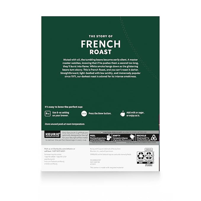 Starbucks Dark Roast K-Cup Coffee Pods — French Roast for Keurig Brewers — 1 box (32 pods) (Pack of 2)