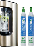 Twenty39 qarbo LUXE Premium Metal Sparkling Water Maker Machine - Soda Beverage Carbonator for Home, Seltzer Water Carbonation Fizz Maker (includes two CO2 cylinders)