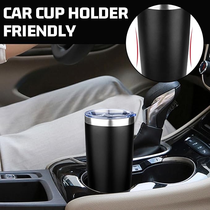 20oz Tumbler with Lid Double Wall Vacuum Insulated Travel Coffee Mug Stainless Steel Thermal Cup Powder Coated Sturdy Coffee Tumbler for Hot and Cold Beverage (Black,1)