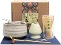 Artcome Japanese Matcha Tea Set, Matcha Whisk, Traditional Scoop, Matcha Bowl, Ceramic Whisk Holder, Handmade Ceremony Kit (7 Pcs)
