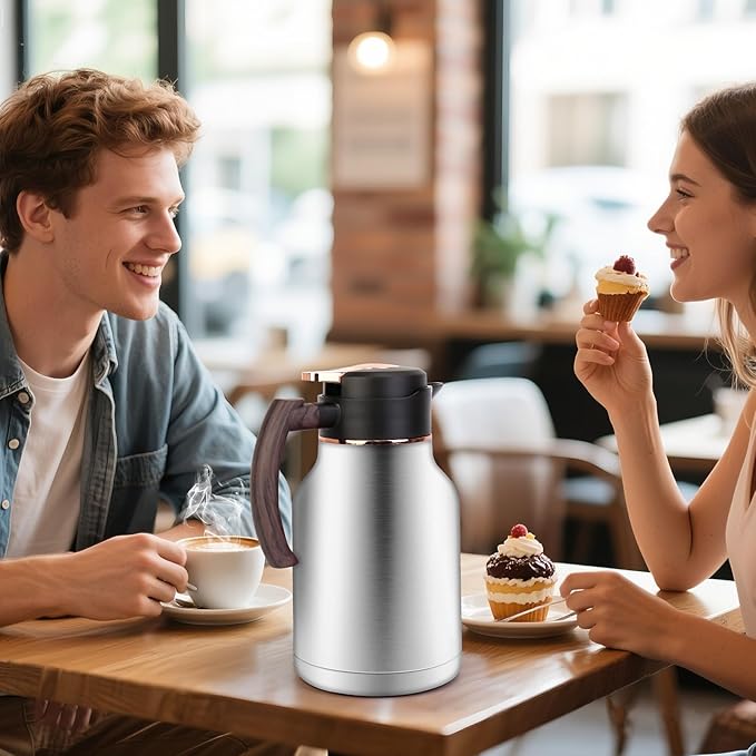 54oz Thermal Coffee Carafe, Stainless Steel Insulated Vacuum Carafe, Carafes for Keeping Hot, for Hot Water, Tea, Cold Drinks (Silver)