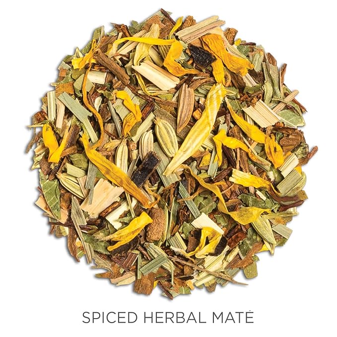 Tea Forte Spiced Herbal Maté Premium Organic Loose Leaf Caffeinated Herbal Tea Blend Canister, Makes 35-50 Cups