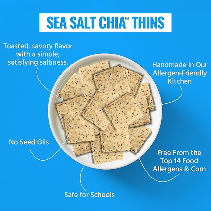 Every Body Eat Snack Thins, Allergen Friendly, Vegan, Gluten Free and Dairy Free (2 Count, Sea Salt Chia)