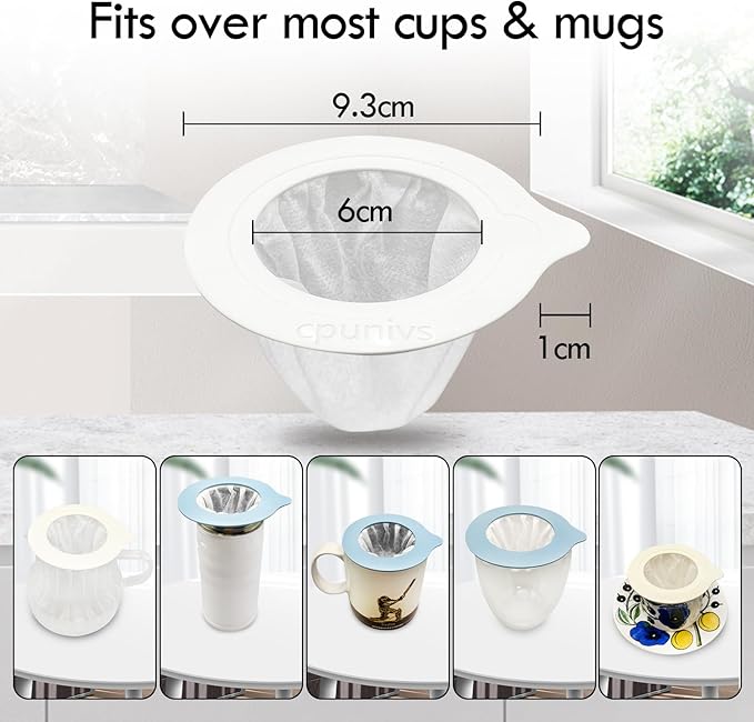 Portable Pour Over Coffee Dripper Reusable Coffee Filter Pour Over Coffee Maker for Camping Coffee, Travel Coffee Maker Single Serve Drip Coffee Filters (10, white)