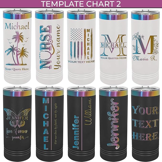Personalized Skinny Tumbler with Lid and Straw by iProductsUS, 22oz Rainbow Stainless Steel Engraved Custom Cup with Name Text, Customized Mothers Day Gifts for Mom, Her, Christmas, Birthday (Prism)