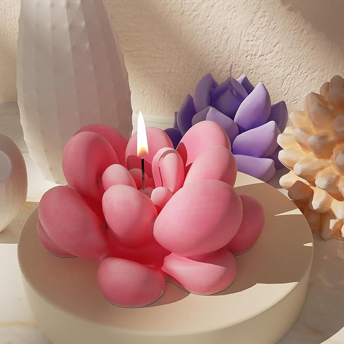 16 Pack Flower Succulent Candle Mold Resin Casting Silicone Molds for Home Decor & Candle Making Wave Spiral Mold