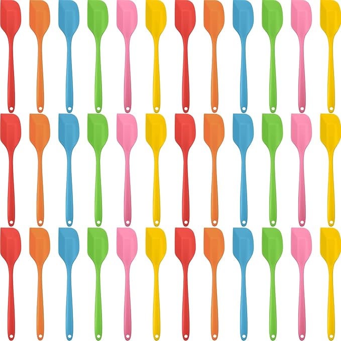 Irenare 36 Pcs Mini Silicone Spatulas Bulk 8.3 Inch Heat Resistant Scrapers Rubber Spatulas Seamless Design Non Stick Flexible for Kitchen Use Cooking Baking Mixing