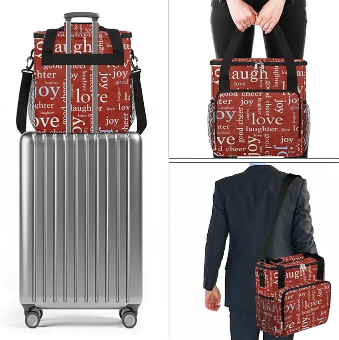 red love romance Coffee Maker Carring Bag Travel Carrying Storage Tote Bag Compatible with Keurig K-Mini or K-Mini Plus Portable Single Serve Coffee Brewer Case with Pockets for K-cup Pods