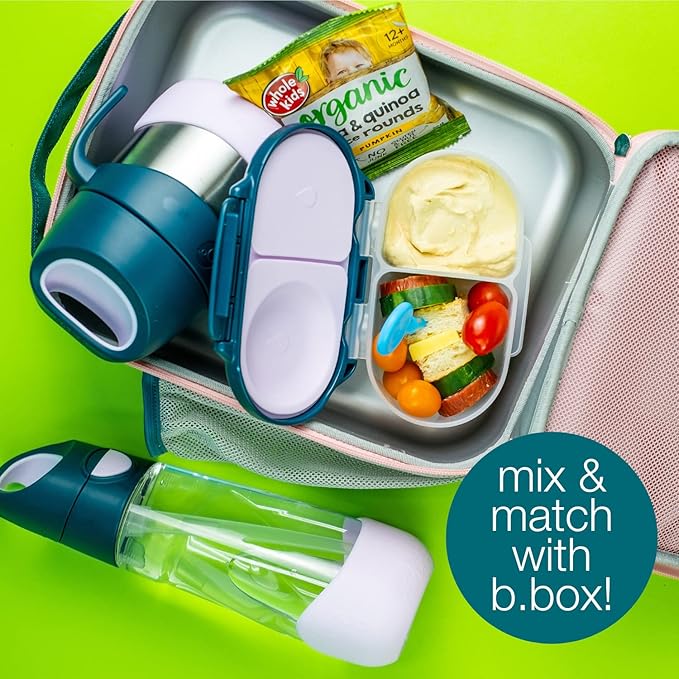 b.box Insulated Food Jar with Spork for Toddlers | Easy Open Container for Toddlers | Stainless Steel, 5hrs + of Perfect temperatures | Dishwasher Safe, BPA Free (Strawberry Shake, 11 oz)