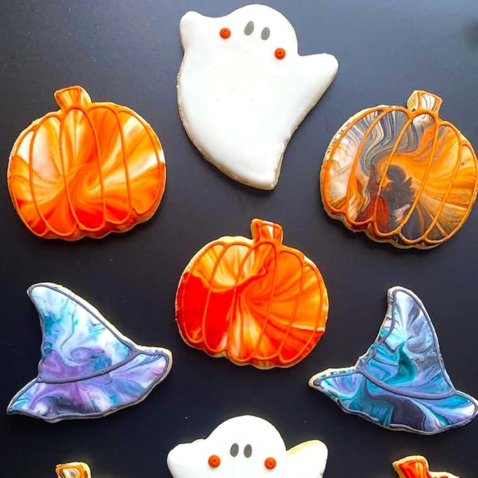 Halloween Cookie Cutters Large 7Pcs, Bat Pumpkin Magic Hat Cat Cookie Cutter, Sturdy Easy to Clean & Demold Pancake Dough Molds for Halloween Baking