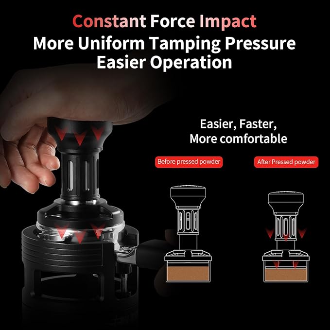 MHW-3BOMBER 58mm Espresso Tamper, Coffee Tamper with Sound Feedback for Barista, Impact Tamper Tool Espresso Espresso Hand Tamper with 4 Spring Loaded Fits 58mm Portafilter, YU Series, T5862-OS