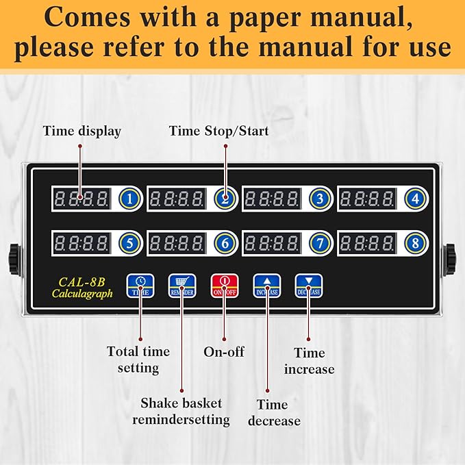 1 Pack 8-Channel Digital Kitchen Timer, Commercial Cooking Timer with Loud Alarm, Large LCD Display, for Restaurants, Baking, Labs, Multiple Independent Countdown Timers