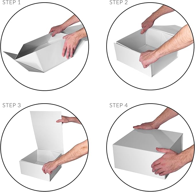 Prime Line Packaging Magnetic Gift Boxes 15 Pack 10x10x5 Medium Collapsible White Box with Magnetic Lid for Gift Boxes, Holiday Wrap, Birthdays, Weddings, All Occasions, Bulk