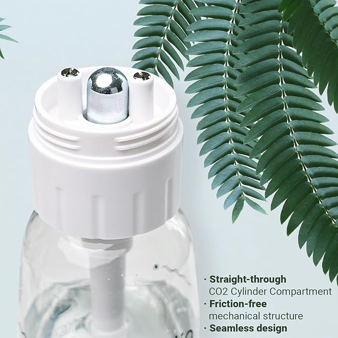 Sparkling Water Maker，AquaBub Portable Soda Maker with 500ml PET Carbonating Bottles, 10x 8g CO2 Cylinders (White)