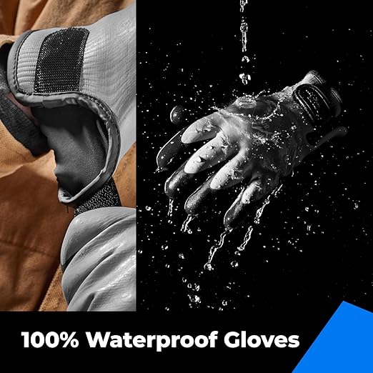 toolant 100% Waterproof Gloves Bulk Pack, 3 Pairs, Winter Work Gloves for Cold Temperature, Touchsreen, Warm Gloves for Freezer, Fishing and Gardening, With Grip, Grey, XX-Large